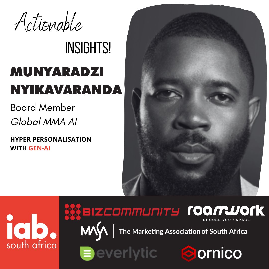 iab_sa's tweet image. Uncover AI personalisation across media and marketing channels with @munya_nyika, Board Member at Global MMA AI.  Save your seat by registering today and earn 5 CPD points! bit.ly/3wqigfn

#iabsa #actionableinsights #HyperPersonalization #GenAI #MarketingRevolution