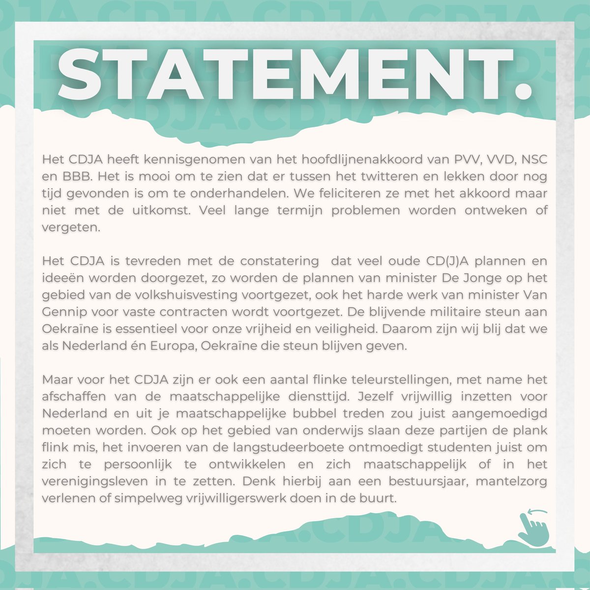 CDJA's tweet image. Onze reactie op het hoofdlijnenakkoord 👇