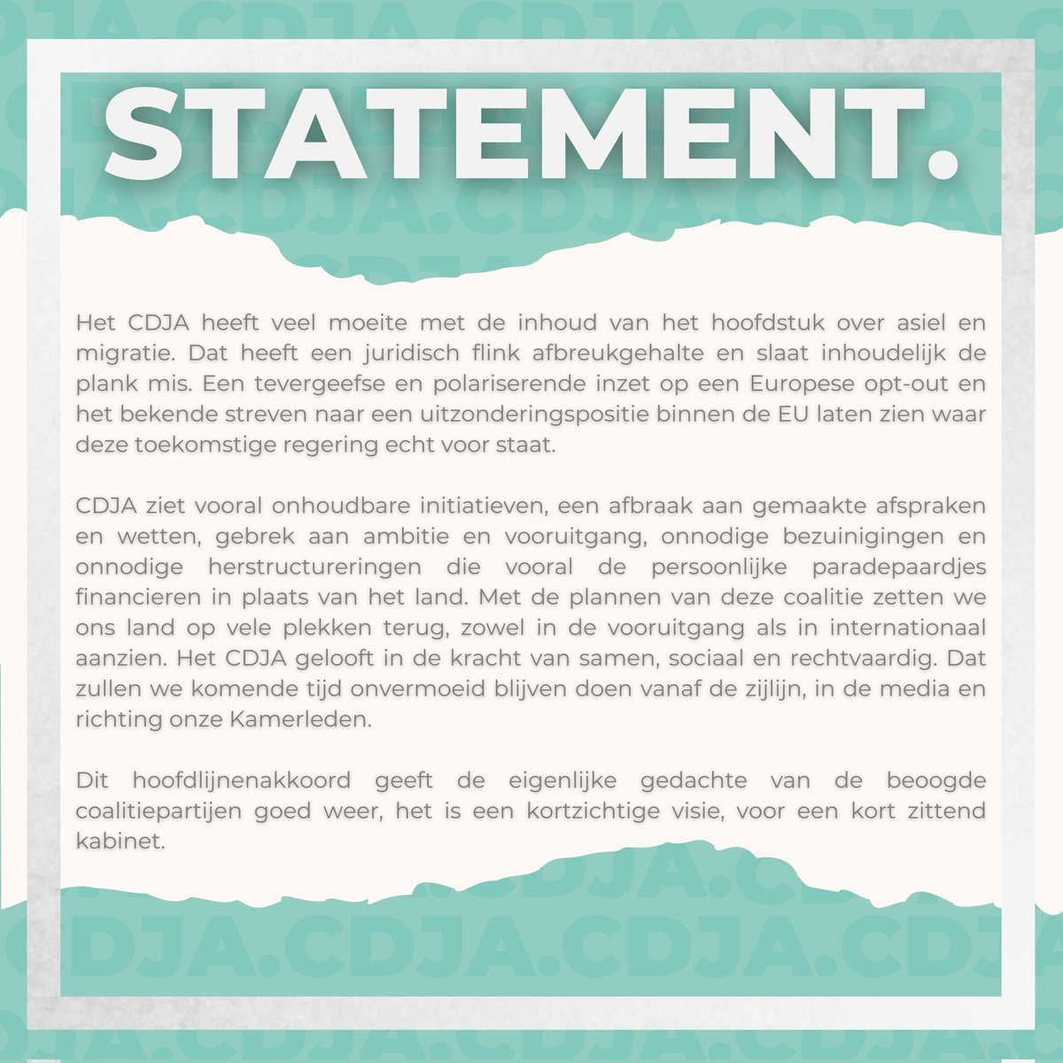 CDJA's tweet image. Onze reactie op het hoofdlijnenakkoord 👇