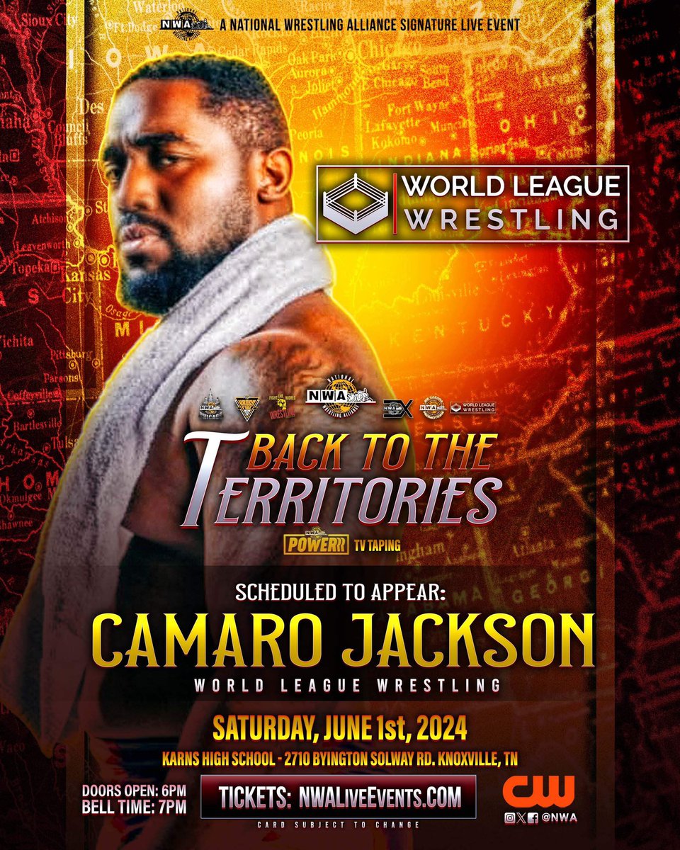 June 1st, I will be representing @worldleaguewlw for Back to the Territories in Knoxville, Tennessee 👊🏾 Grab your tickets 🎟️ NOW at NWALiveEvents.com today