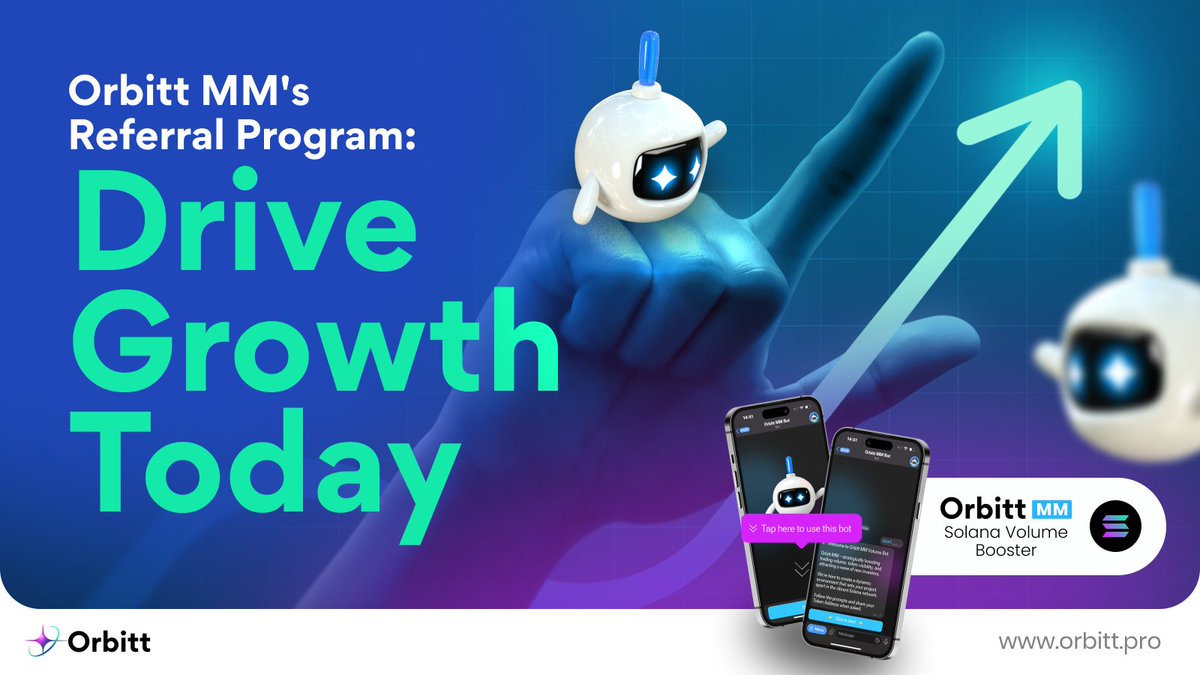 Since the beginning of April, over 640,000 new tokens have been created on the #Solana network, primarily consisting of meme coins🤯
Let's think numbers Orbitters!🚀 1% of that number is 6400! There is plenty of referring 🔥🦾
Earn 10% of each referral for #OrbittMM and a minimum