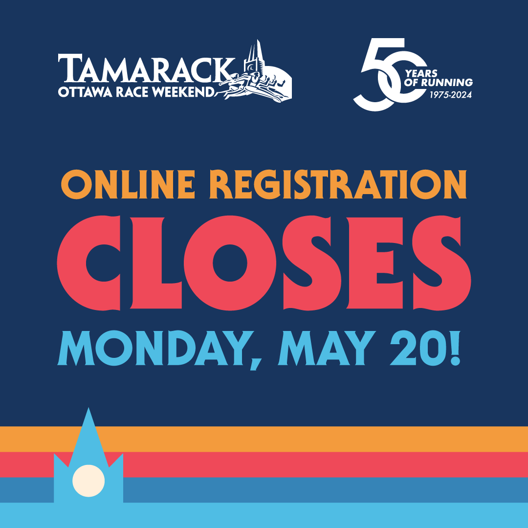 Registration for @OttawaRaceWknd 2024 closes Monday, May 20 at 11:59 pm EST! Be part of the fun this year as we celebrate 50 years of running in the Nation’s Capital! Limited spaces are still available: raceroster.com/events/2024/76…