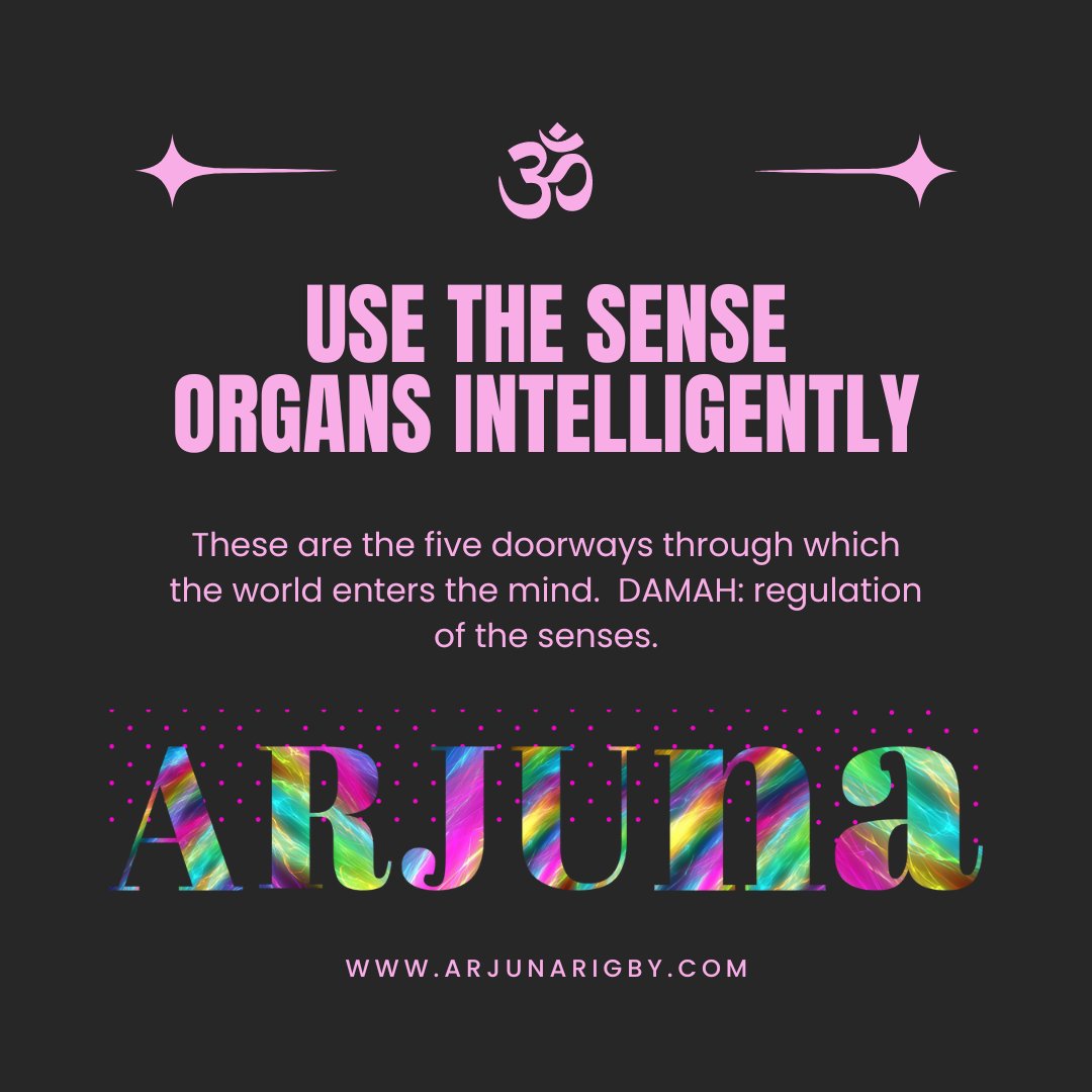 Damah: regulation of the senses.
Use the sense organs intelligently.  They are the five doorways through which the world enters the mind.  

arjunarigby.com/collections/yo…

#patanjali #selfrealization #mentalhealth #mindsetmatters #paulstamets #yoga