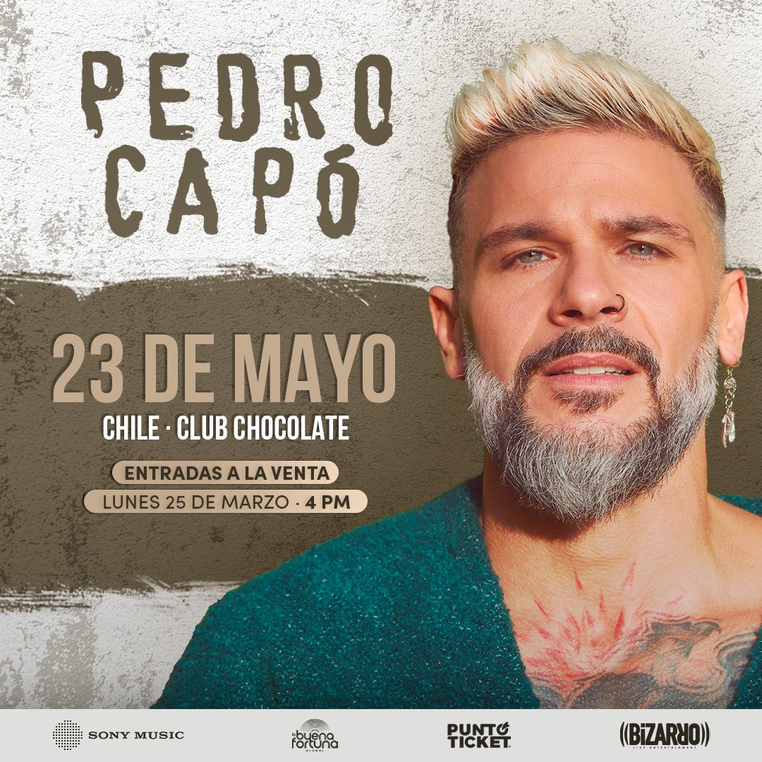 ¡Corre! Aun estás a tiempo de conseguir tus entradas en @puntoticket para ver a @pedrocapo este 23/05 ❤️ 🎟️