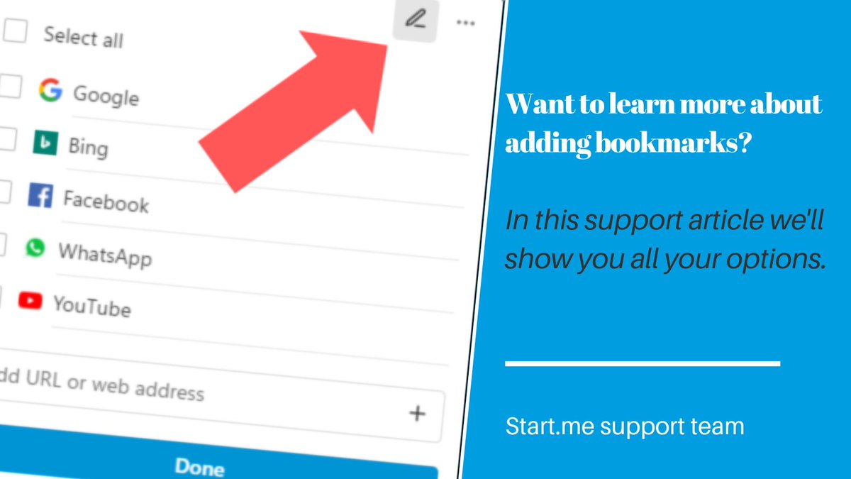 We've just updated the support article of our most popular widget, the Bookmarks Widget. Will you check it out, and let us know if we can improve it some more? Thanks in advance! support.start.me/en/articles/93…