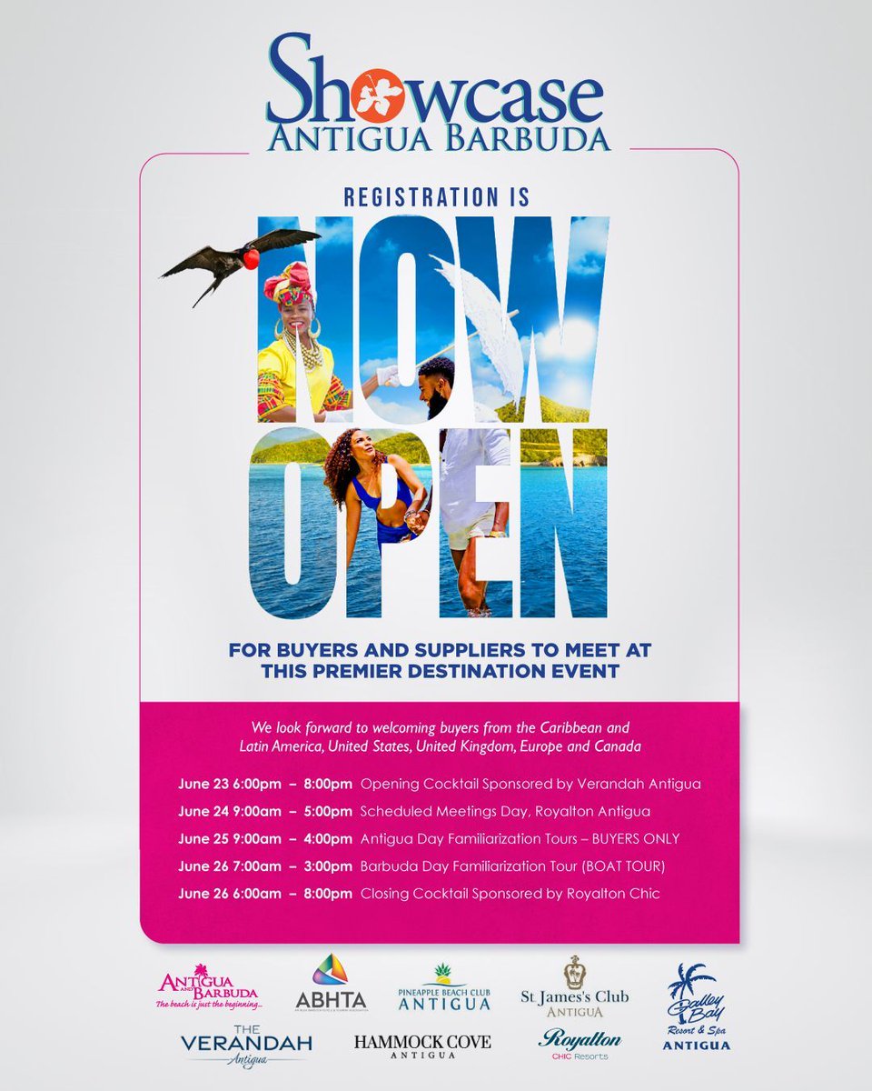 Hurry! Early Bird Registration for Showcase Antigua Barbuda ends on May 19th, 2024. This event offers a unique blend of business and pleasure. Secure your spot now to enjoy exclusive benefits, connect with buyers, and set your business on the path to success. #AntiguaandBarbuda