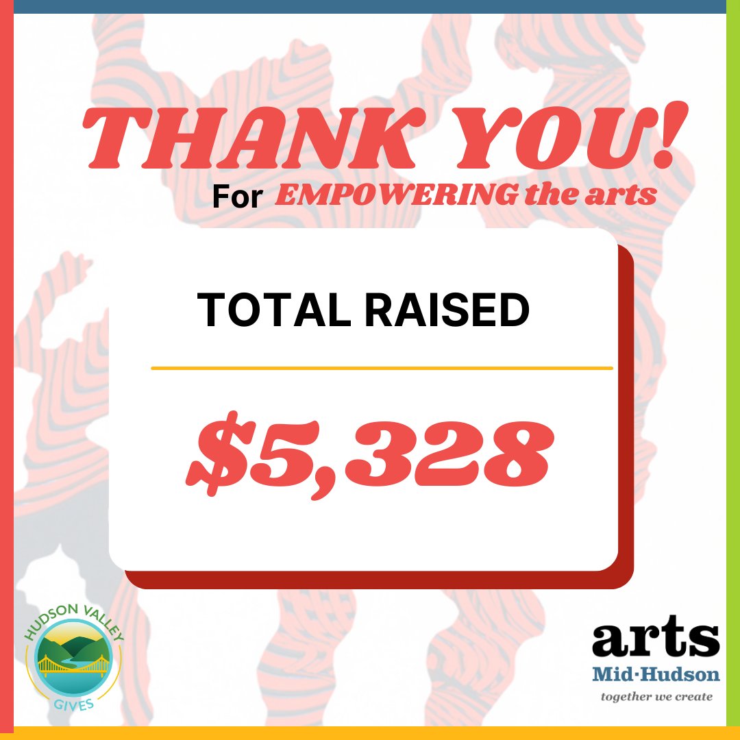 🎉 A Heartfelt THANK YOU to You! 🎉 We just had to take a moment to SHOUT OUT to everyone who joined in for Hudson Valley Gives Day this year! 🌟If you didn’t donate yesterday, it’s not too late! Visit hvgives.org/organizations/…

#ArtsMidHudson #TogetherWeCreate #HVGivesDay