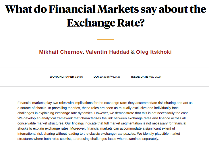 An analytical framework that characterizes the link between exchange rates and finance across all conceivable market structures, from Mikhail Chernov, Valentin Haddad, and @itskhoki nber.org/papers/w32436