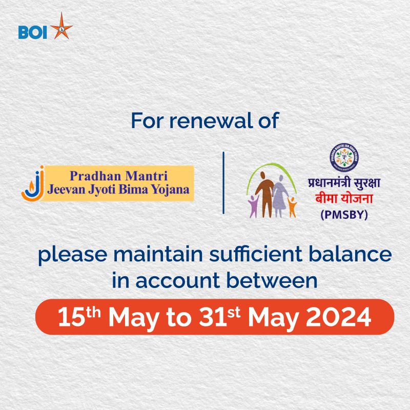 Important Notice for all PMJJBY & PMSBY account holders! #BankofIndia #PMJJBY #PMSBY