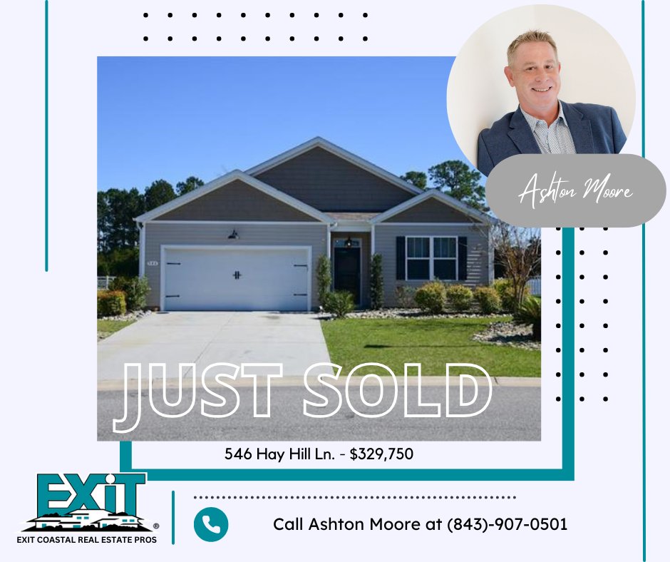 Congratulations to Ashton Moore for selling this listing at 546 Hay Hill Ln. for $329,750!! Call Ashton at (843)-907-0501 to get your property sold today!!

#EXITCoastalRealEstatePros #EXITRealEstate #SCHomes #RealEstate #SoldWithStyle #HomeBuyingMadeEasy #EXITRealty #EXITCRP...