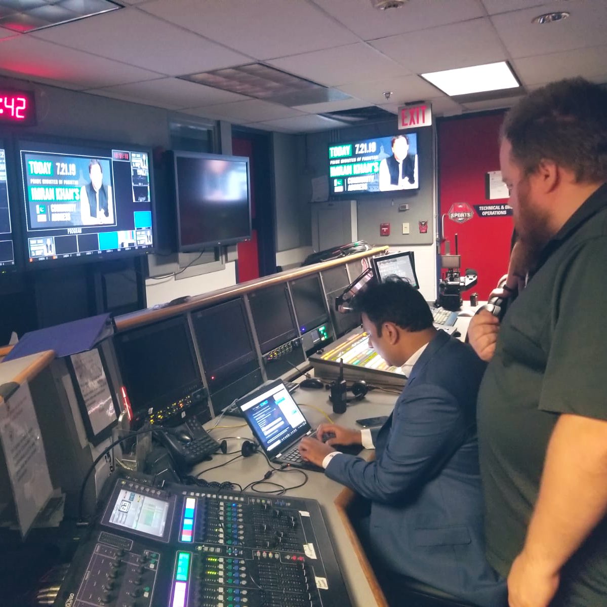 Aaj blue hai paani paani :) “Picture in Blue” from July 2019 Washington DC Jalsa of PM Imran Khan - configuring LIVE stream from the control room. Loving the Internet being painted sky blue today, keep the pictures coming, everyone :) #IKonVideoLink