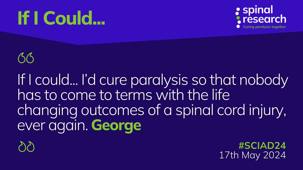 Thank you to our new ambassador George for adding his voice to our Spinal Cord Injury Day Awareness Campaign ❤️ Visit spinal-research.org/spinal-cord-in…  and add your message today.

#SCIAD #cureparalysis