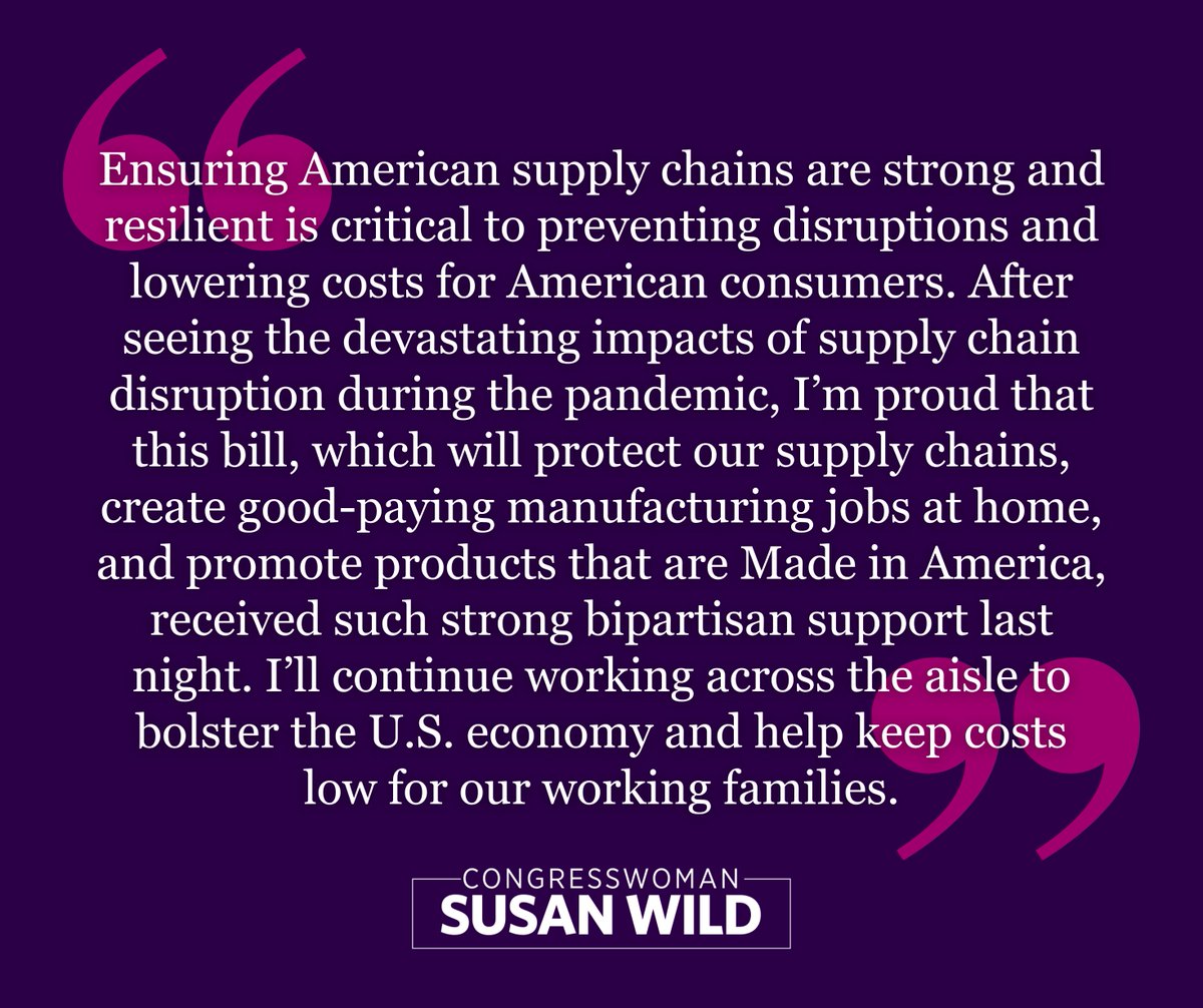 Last night, my bill, the Promoting Supply Chain Resiliency Act, passed the House with a strong bipartisan vote of 390-19. Read my full statement below ⬇️