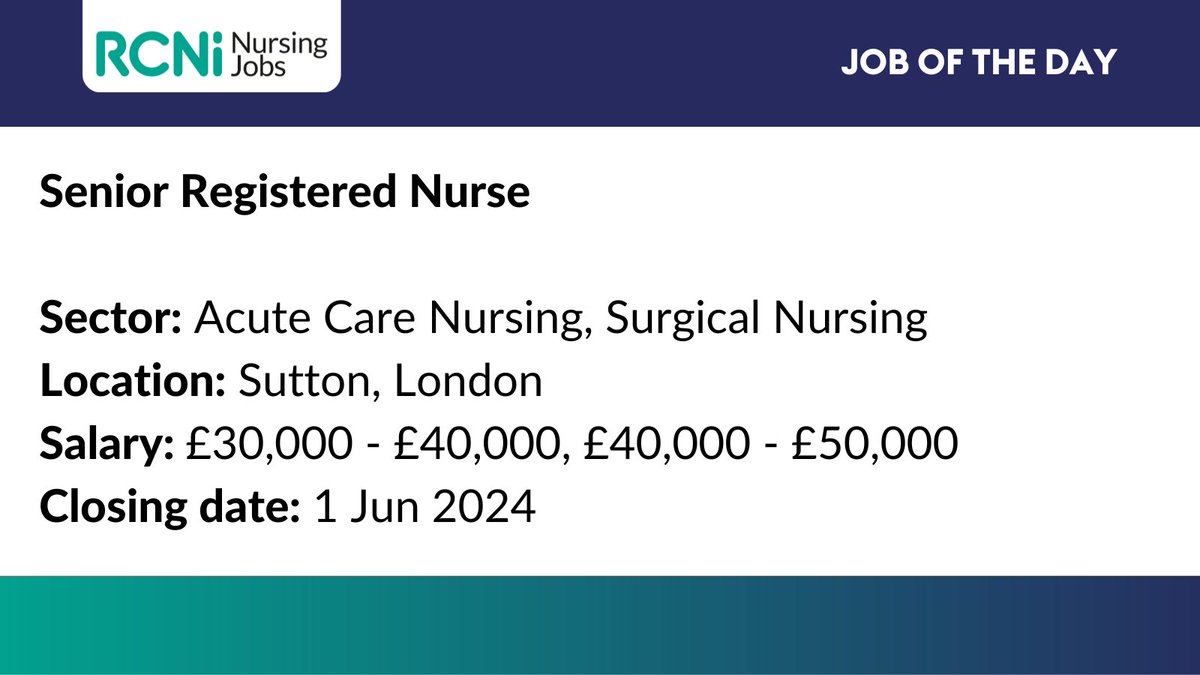 Join Spire St Anthony Hospital in Sutton as a Senior Staff Nurse (Band 6) on the Surgical Wards team💙

Find out more and apply today: ow.ly/QEGM50RImMh

#NursingJobs #RCNi #RegisteredNurse
