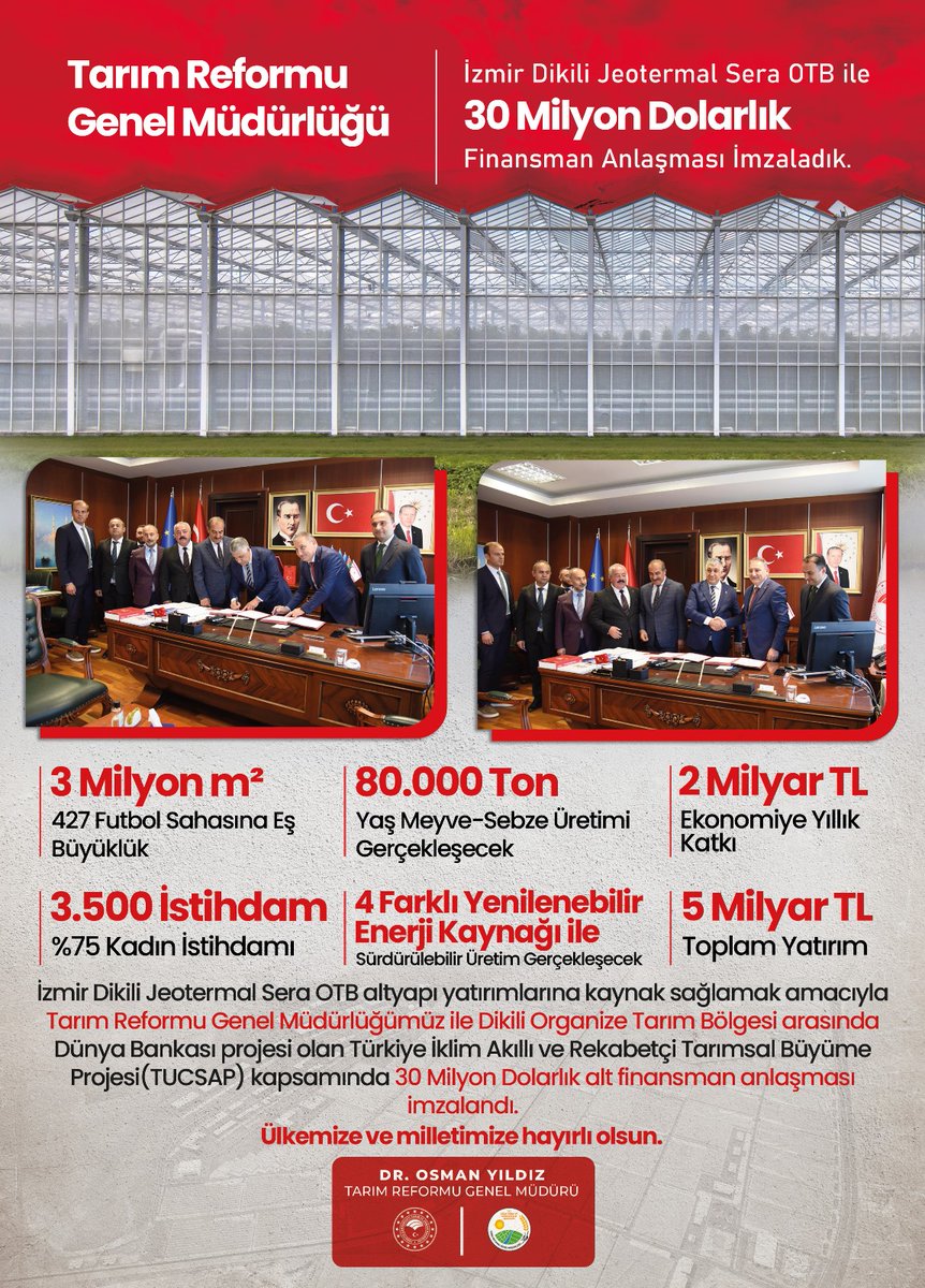 trgmresmi's tweet image. ✍🏻İzmir Dikili Jeotermal Sera OTB , “Alt Proje ve Alt Finansman Anlaşmaları” imzalandı.

🤝🏻Memleketimize hayırlı olsun.

@TCTarim
@ibrahimyumakli
@ahmtbgc
@oyildiz3806