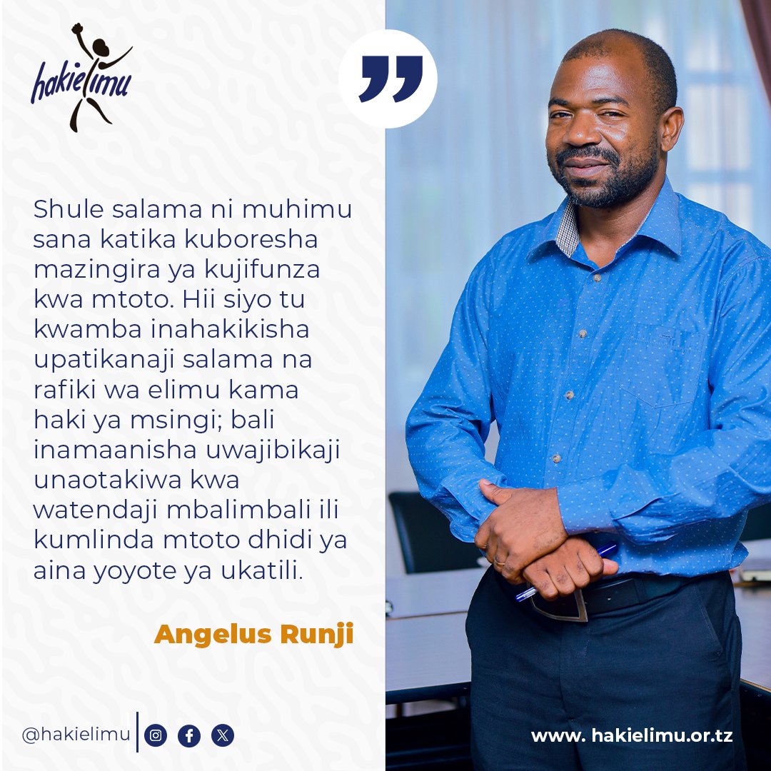 ▪️ Angelus Runji kutoka Action Aid Tanzania anatueleza umuhimu wa kila shule nchini kuwa na mpango mahususi wa shule salama.