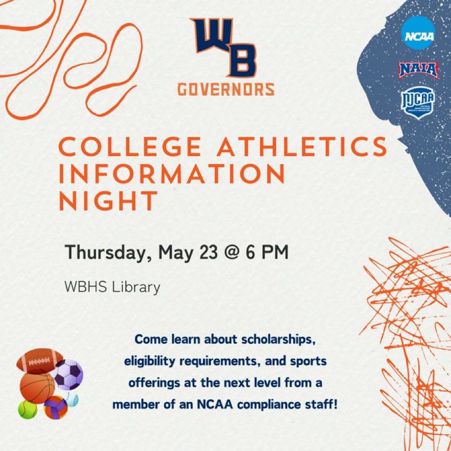 College night is a week from today! Open to all WBHS athletes.