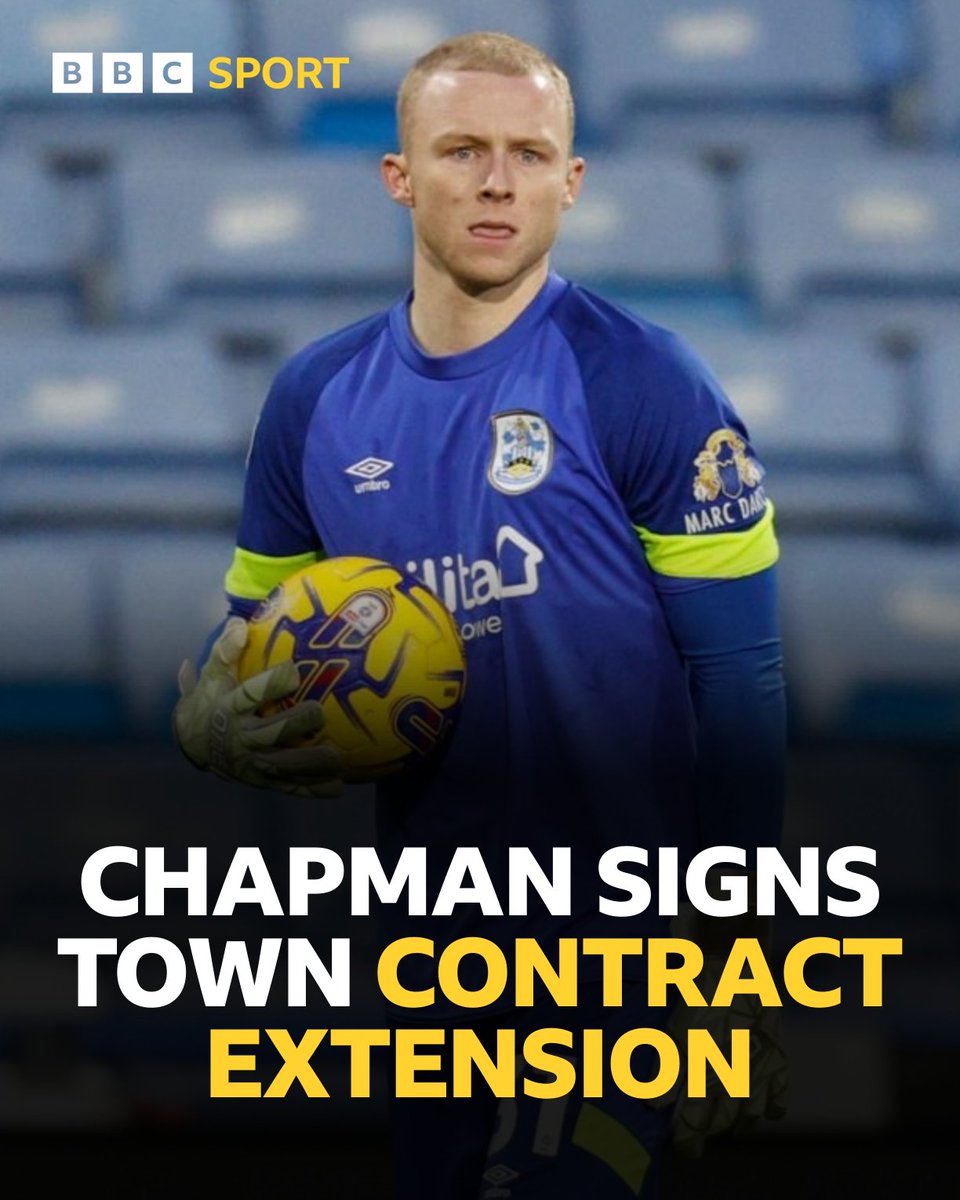 Jacob Chapman's Huddersfield Town contract has been extended by two years. 📝✅

The 23-year-old goalkeeper's deal will now run until at least the summer of 2026. 🧤

#HTAFC | #BBCFootball | #BBCEFL