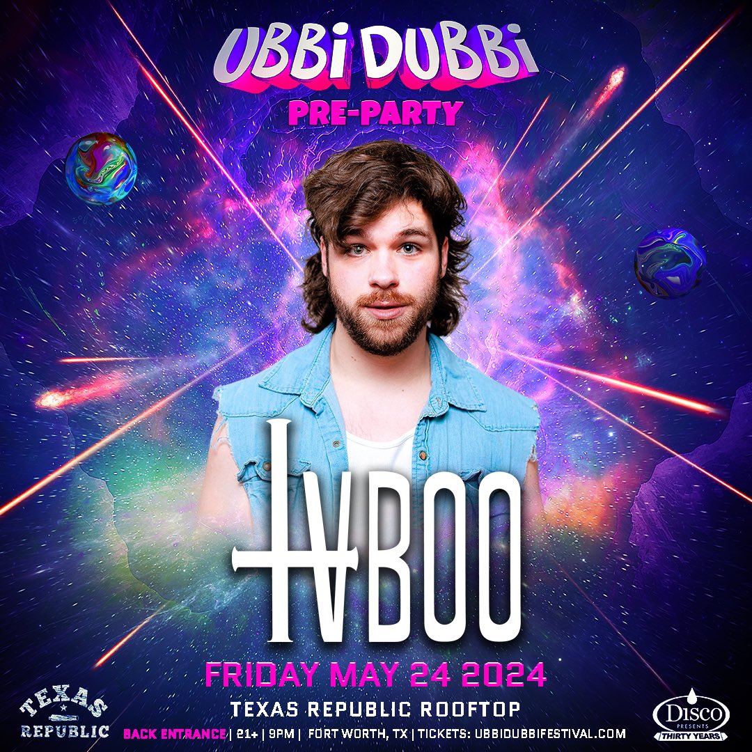 Get the party started with @musicbytvboo! Join us at Texas Republic Rooftop on Friday May 24th for the official Ubbi Dubbi Pre-party!🚀💜 Tickets on sale Friday 5/17 at 11am CT🎟