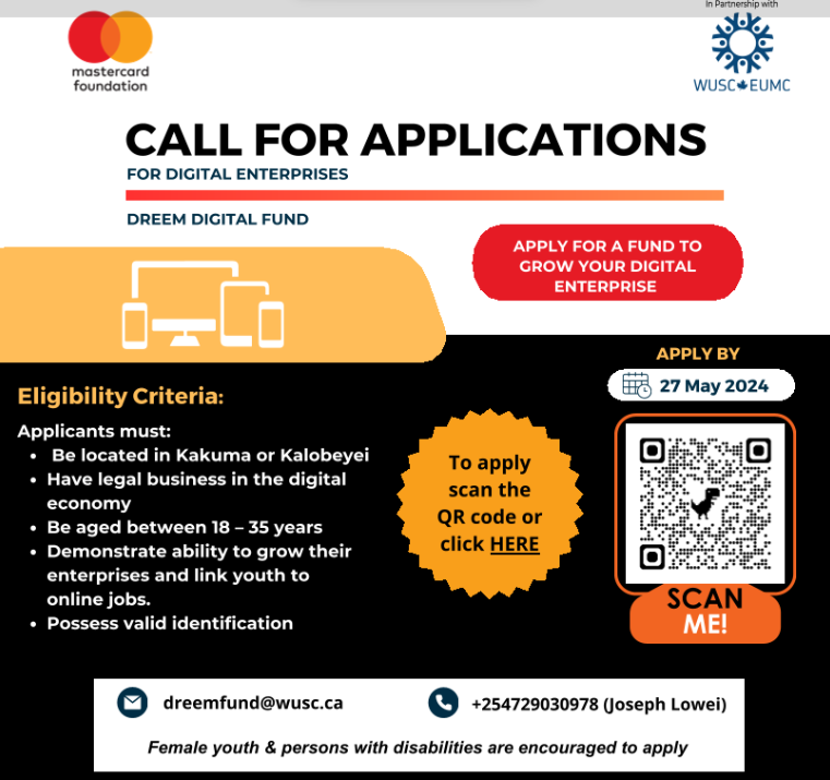 opportunitiesfy's tweet photo. 🚀 Are you a digital training center in Kakuma or Kalobeyei? Unlock Opportunities with the DREEM Digital Fund! 🌟
Benefits:
- Expand Your Reach
- Empower Youth
- Access Resources
📅 Deadline: Apply by May 27th, 2024
Details: https://t.co/ENg18XSyNW
#DREEMProject #DigitalSkills https://t.co/ekyGmzsPhF
