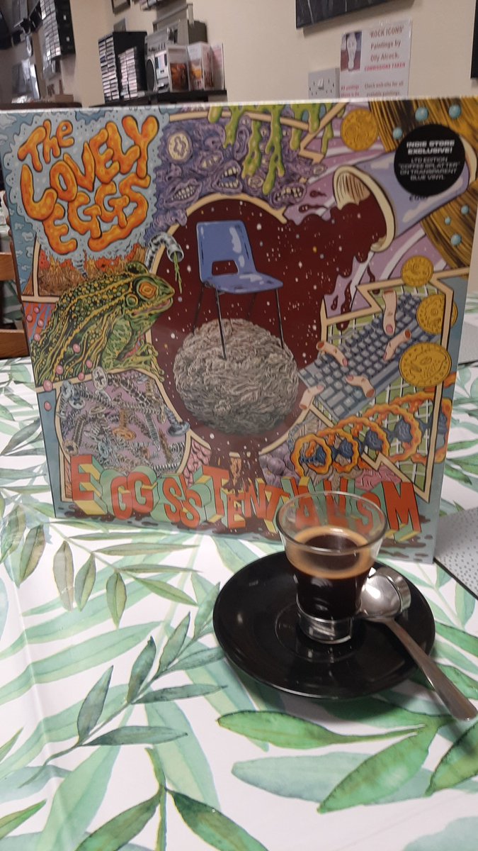 Eggsistentialism - new album by The Lovely Eggs on Transparent Blue vinyl with Coffee Splatter, 😎 goes down well with an 'Eggspresso', marvellous all round 👏😋