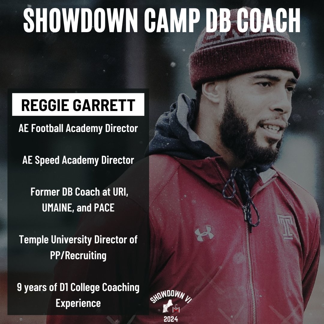 Really excited to have @CoachG_18 back coaching DBs at our Showdown Camp this summer! Reggie always brings the juice and sets the tone for the DBs. Extremely knowledgeable and brings college coaching experience with him. DBs don't miss out on this opportunity! @ShowdownCamp