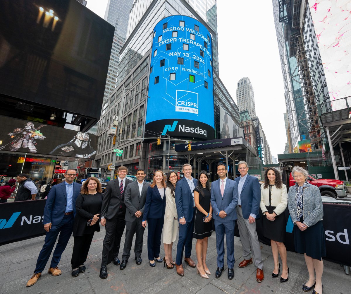 This week, @CRISPRTX rang the Opening Bell at @NasdaqExchange in Times Square to celebrate our milestones and growth! We’re proud to ring in our success as a company and the impact we can have on people living with serious diseases: bit.ly/4dL3BfE 📸: Nasdaq, Inc.