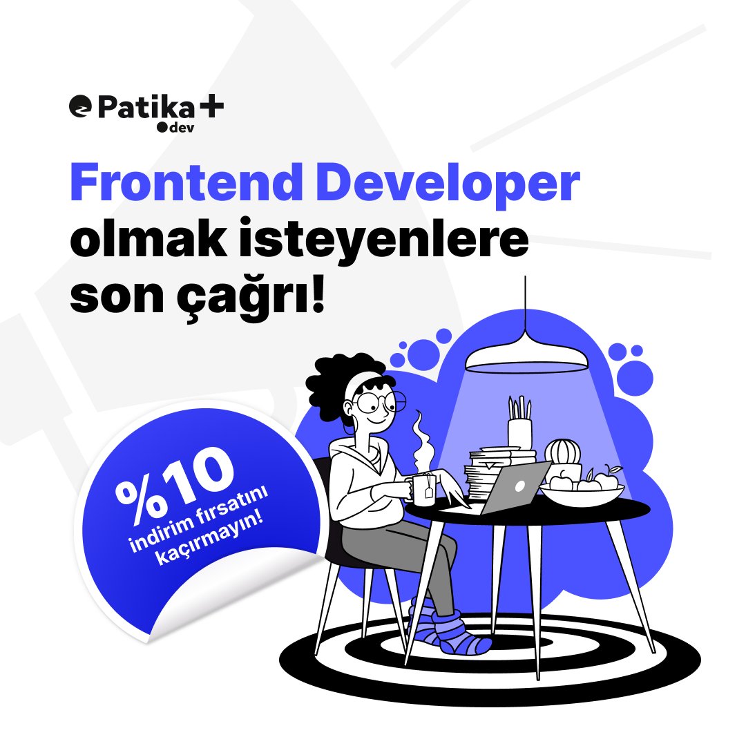 🎉 Frontend Web Developer Bootcamp için %10 indirim fırsatını kaçırma! 🔗 patika.dev/patikaplus/pat… Mentör desteği, gerçek projeler, soft-skill atölyeleri, aktif bir topluluk ve daha fazlasıyla yazılım alanında kendini geliştir. ⚡ Patika+ ile yazılım kariyerini hızlandır! 🔥