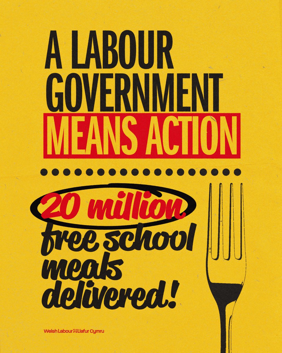 A Labour Government in Wales means action. Since 2022, we have delivered more than 20 million free school meals to primary school children.