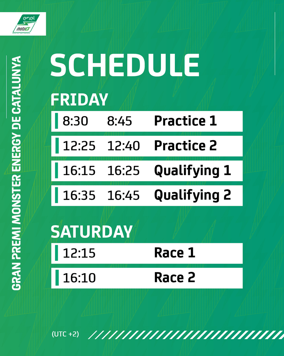 Time to get back to the #MotoE action for its third Round of the season in sunny Barcelona ☀️🇪🇸 Make sure you mark your calendar so you don't miss a single bit of action! 📅 #CatalanGP