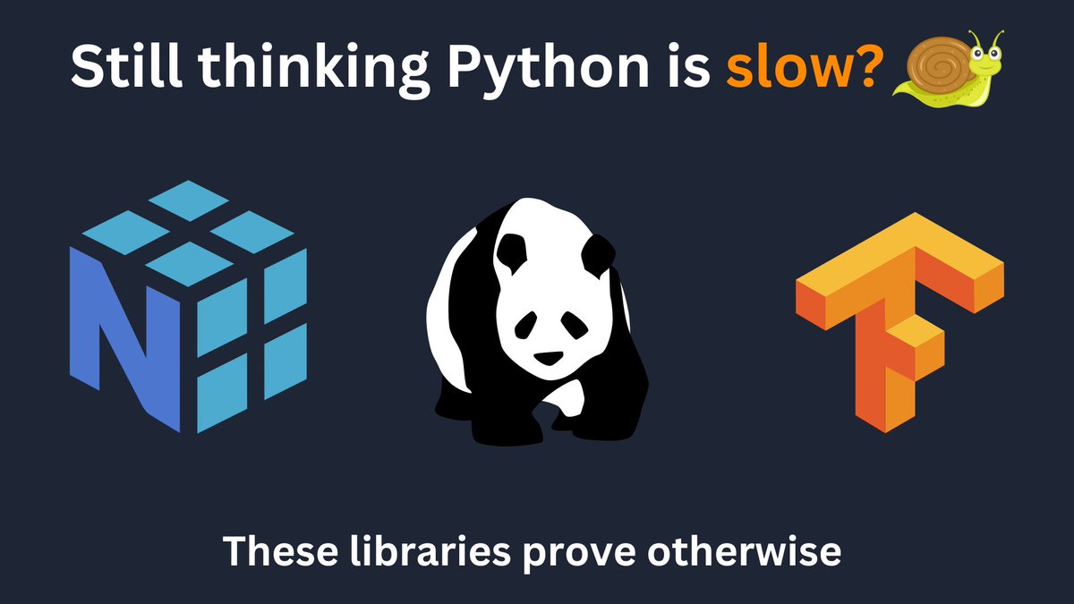 🐍✨ Still thinking Python is slow? Let us change your mind. These powerful libraries show how fast Python can be. Can you guess which ones are pictured? Share your answers and let us know your favorite Python libraries! 📚🔧

#Python #Programming #DataScience #MachineLearning