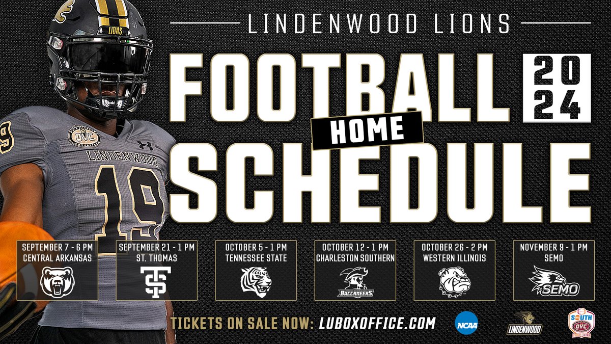 Hunter Stadium will host 6⃣ @LindenwoodFB games during the 2024 season, the most in their D1 era 🦁🏈 Season and group tickets are on sale now at luboxoffice.com 🎟️ 📖|tinyurl.com/c9efn8tp #NewLevel // #OVCit