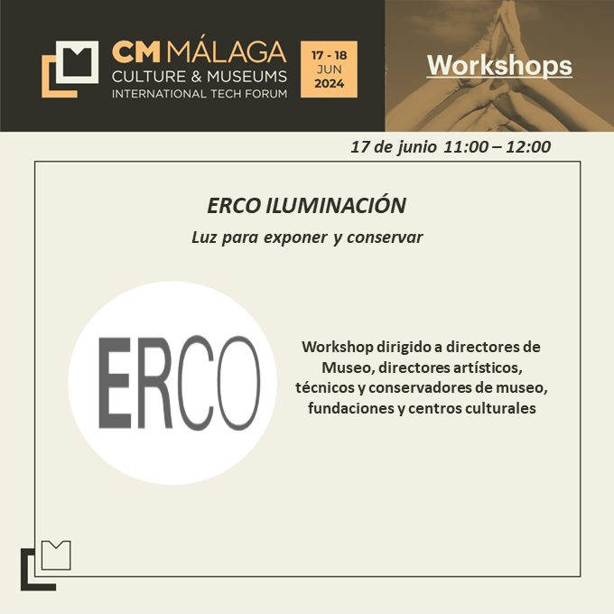 ▶️ Enric Martin Urbina, Director General de ERCO Iluminación, impartirá un taller titulado 'Luz para Exponer y conservar'   📆 Lunes 17 de junio 11:00 h. ➡ Programa completo: cmmalaga.fycma.com/programa/  📆 #CMMálaga se celebra los días 17 y 18 de junio en @Fycma.