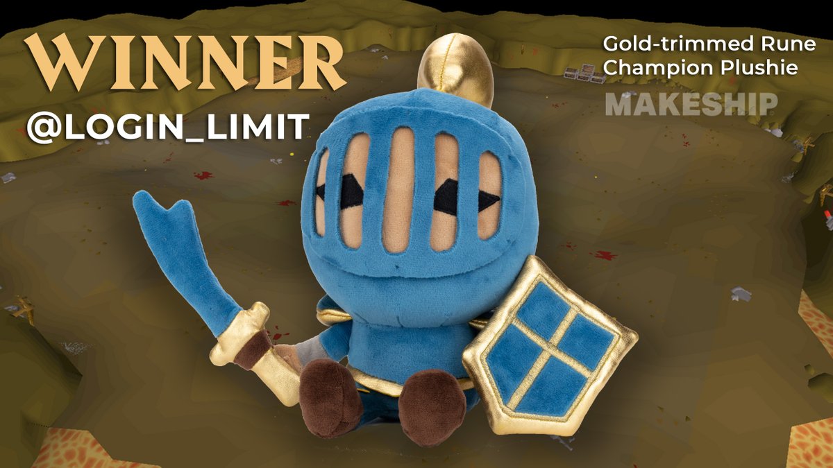 🎉 GZs to @login_limit for winning the Gold Trimmed Rune Champion plushie from @Makeship! 📺 Tune in to our livestream at 4PM BST TOMORROW for more chances to win! 💙 These limited edition plushies are available to purchase only until 23:59 on May 18th:  makeship.com/shop/runescape