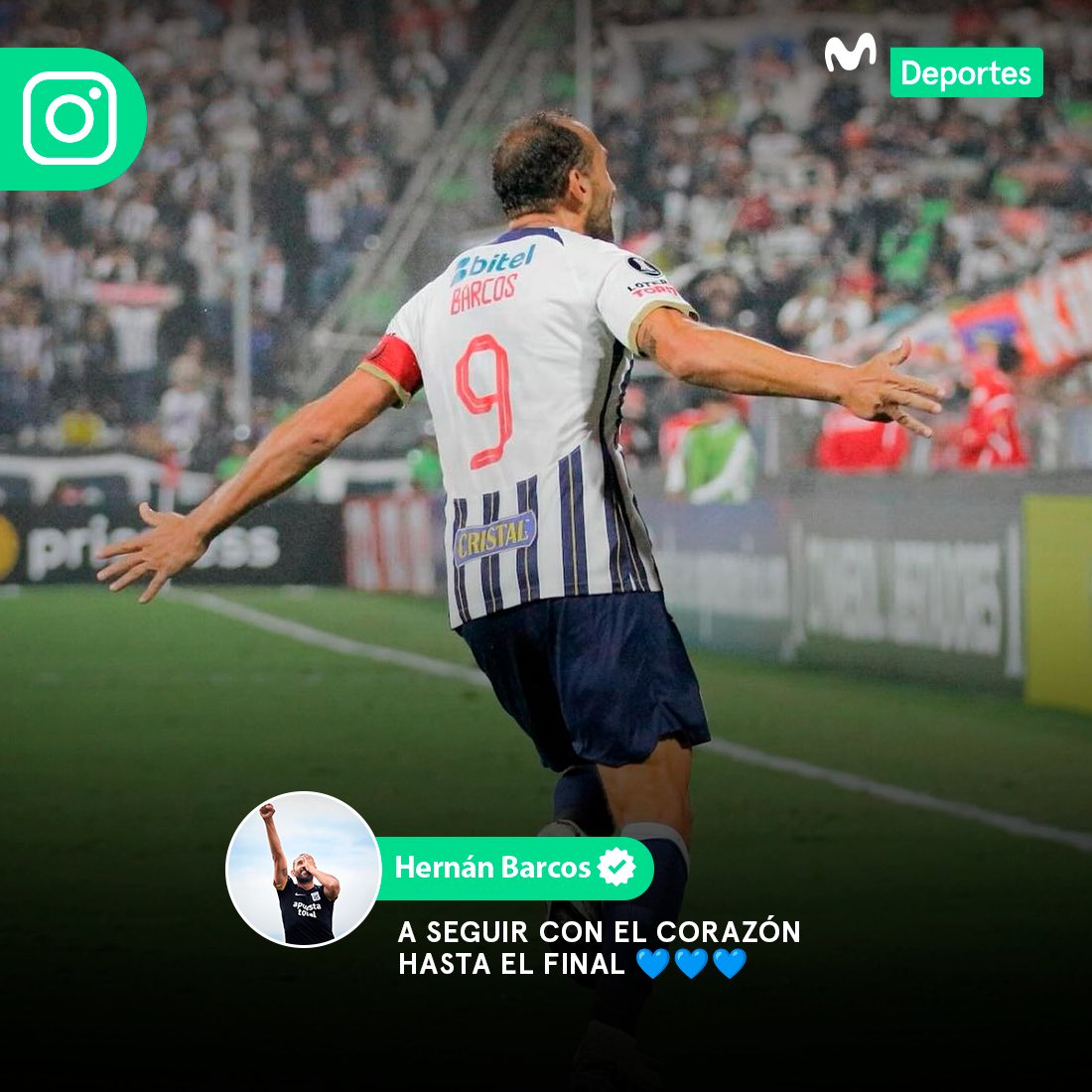 El mensaje de Hernán Barcos tras anotar y empatar 1-1 ante Colo-Colo por la fecha 5 de la Libertadores. 🏆🔵⚪️