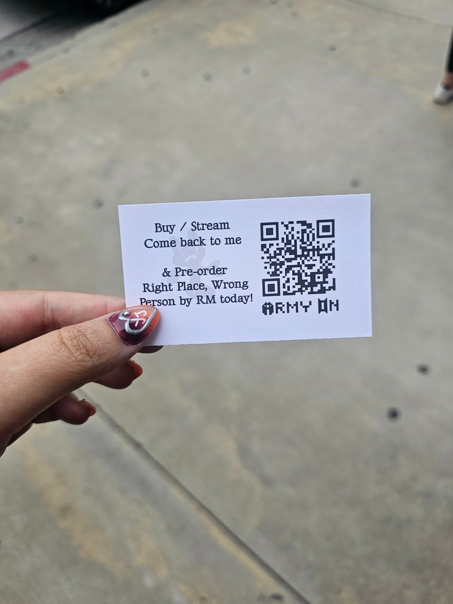 I'm at the Monochrome pop up in LA and an army is passing these cards with a qr code to help promote RMs upcoming album and asking everyone to buy Come Back To Me by 9pm tonight. I LOVE IT. #RM #ComebacktomeRM