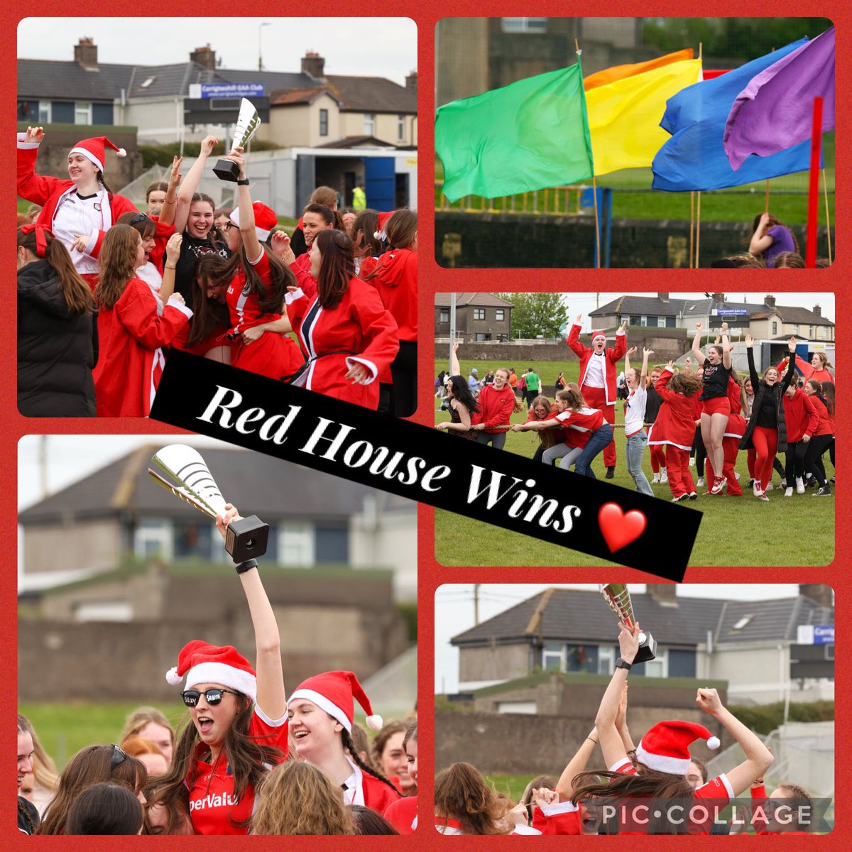 Throwback to our House Fun Day last week 🌈😁. Thank you to all students and staff for the burst of colour and excitement 🎉🎉. It is always a special day to see our school community coming together. Thank you to @Carrig2hillGAA for the use of their top class facilities.