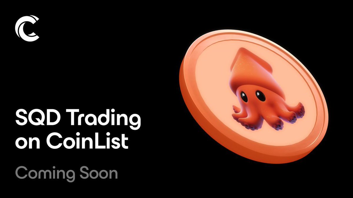 $SQD is coming to CoinList 🦑

May 17, 2024 8AM UTC

*Not available in US & CA