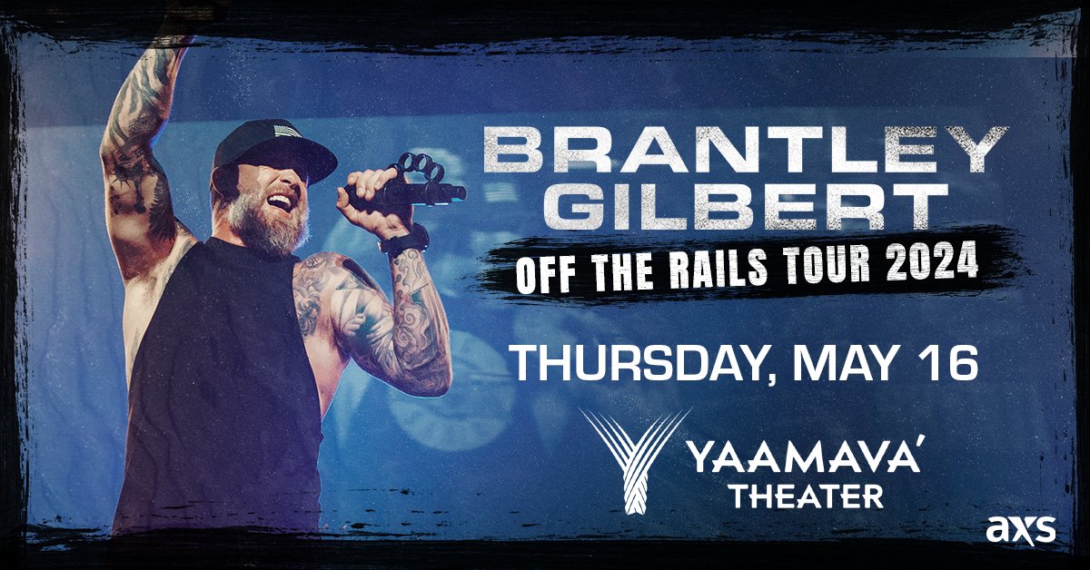 Country Music on the Road:
🗓️ When - Today! Thursday, May 16, 2024
🎶 Who - @brantleygilbert 
🚌 Tour - 'Off The Rails Tour 2024'
🏦 Venue - @Yaamava 
📍 Where - Highland, CA