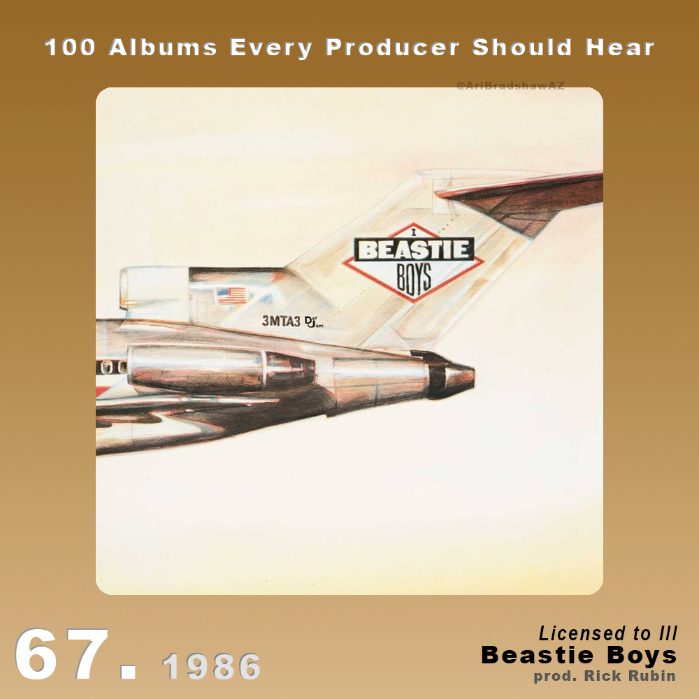 @AppleMusic 67. Licensed to Ill by @BeastieBoys (1986)

Licensed to Ill by Beastie Boys is a groundbreaking album remembered fondly for its innovative fusion of hip-hop and rock, as well as its impact on popular music. Produced by @RickRubin , the album is notable for its aggressive