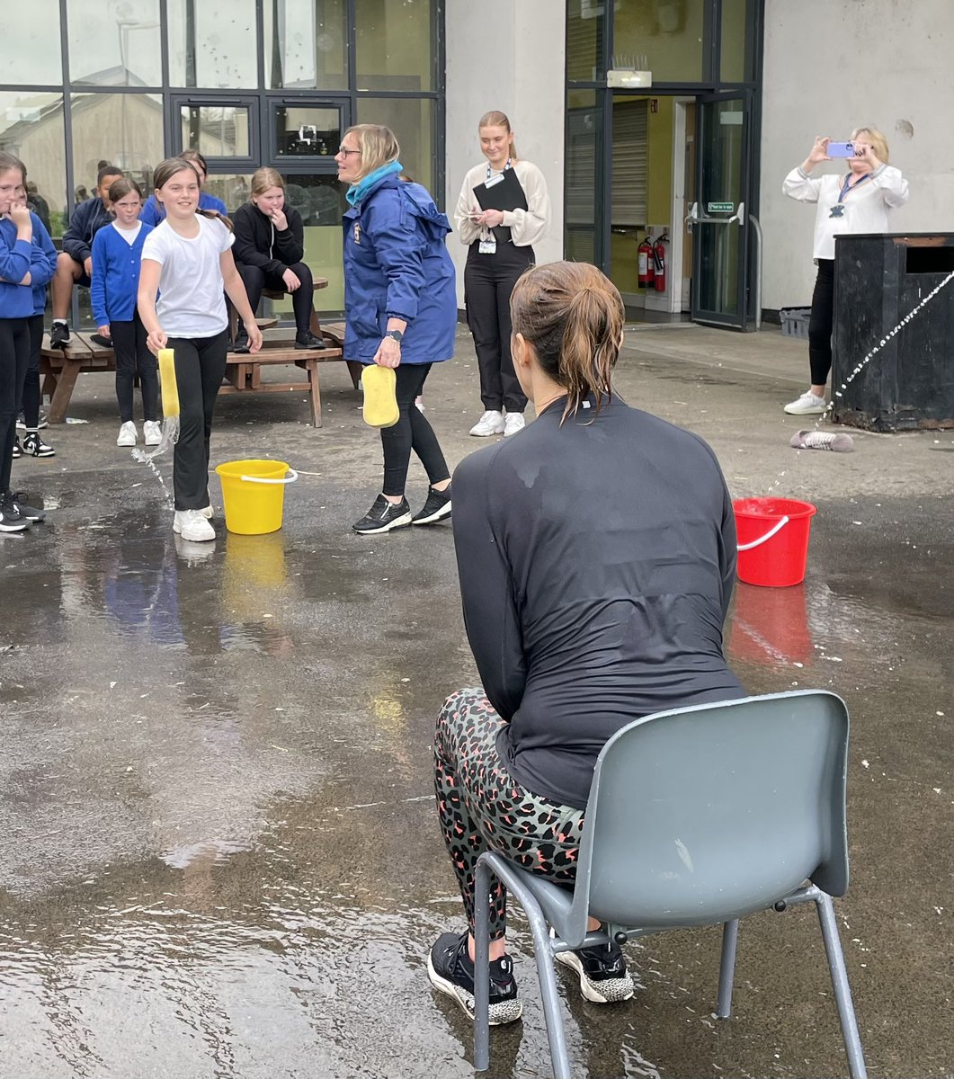 Cuiken_Primary's tweet photo. What a memorable way to start saying our goodbyes to Mrs Bond! We think she’s bad but she allowed every child to soak her!! Bet they won’t ever forget that!! https://t.co/bSLgXXIsHb