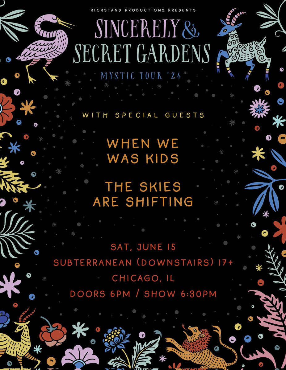 When We Was Kids (@whenwewaskidsil) on Twitter photo SAT, JUNE 15 WE'RE PLAYING WITH THE HOMIES IN Sincerely / Secret Gardens / The Skies Are Shifting
<a href="/subtchicago/">Subterranean</a> 17+ TIX ↓
wl.seetickets.us/event/sincerel… SAT, JUNE 15 WE'RE PLAYING WITH THE HOMIES IN Sincerely / Secret Gardens / The Skies Are Shifting
<a href="/subtchicago/">Subterranean</a> 17+ TIX ↓
wl.seetickets.us/event/sincerel…