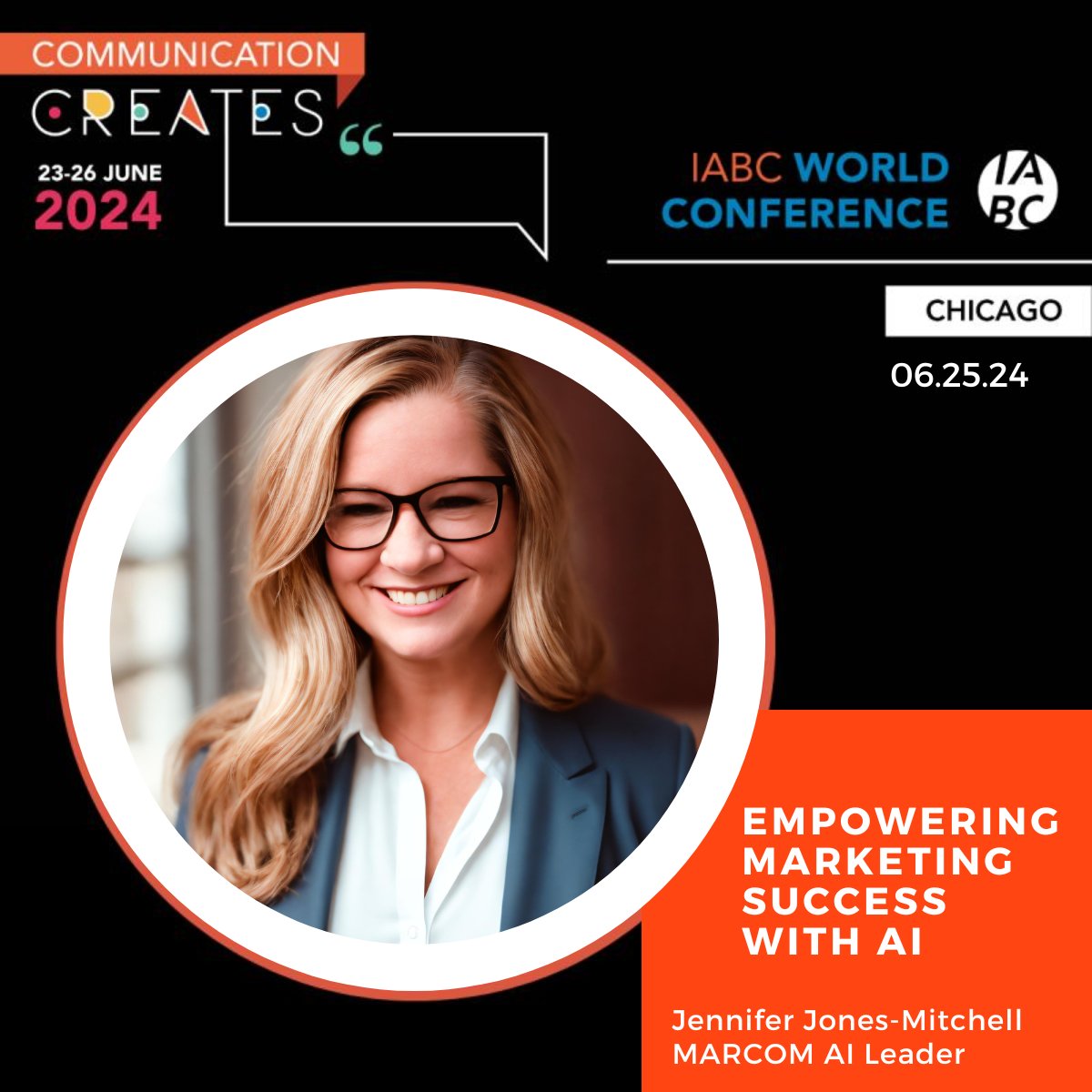 I am presenting on Empowering #Marketing Success with #AI at the @IABC World Conference in Chicago next month! This is an incredible event uniting the best minds in #marcom to share our insights, knowledge and expertise. Register today! wc.iabc.com