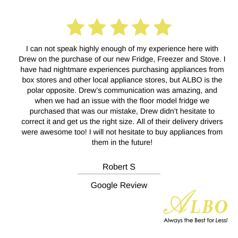 We want to make your experience a dream also! Thank you for the 5-star review! #AlboAppliance #ShopNewJersey #GoogleReviews #ThankfulThursday