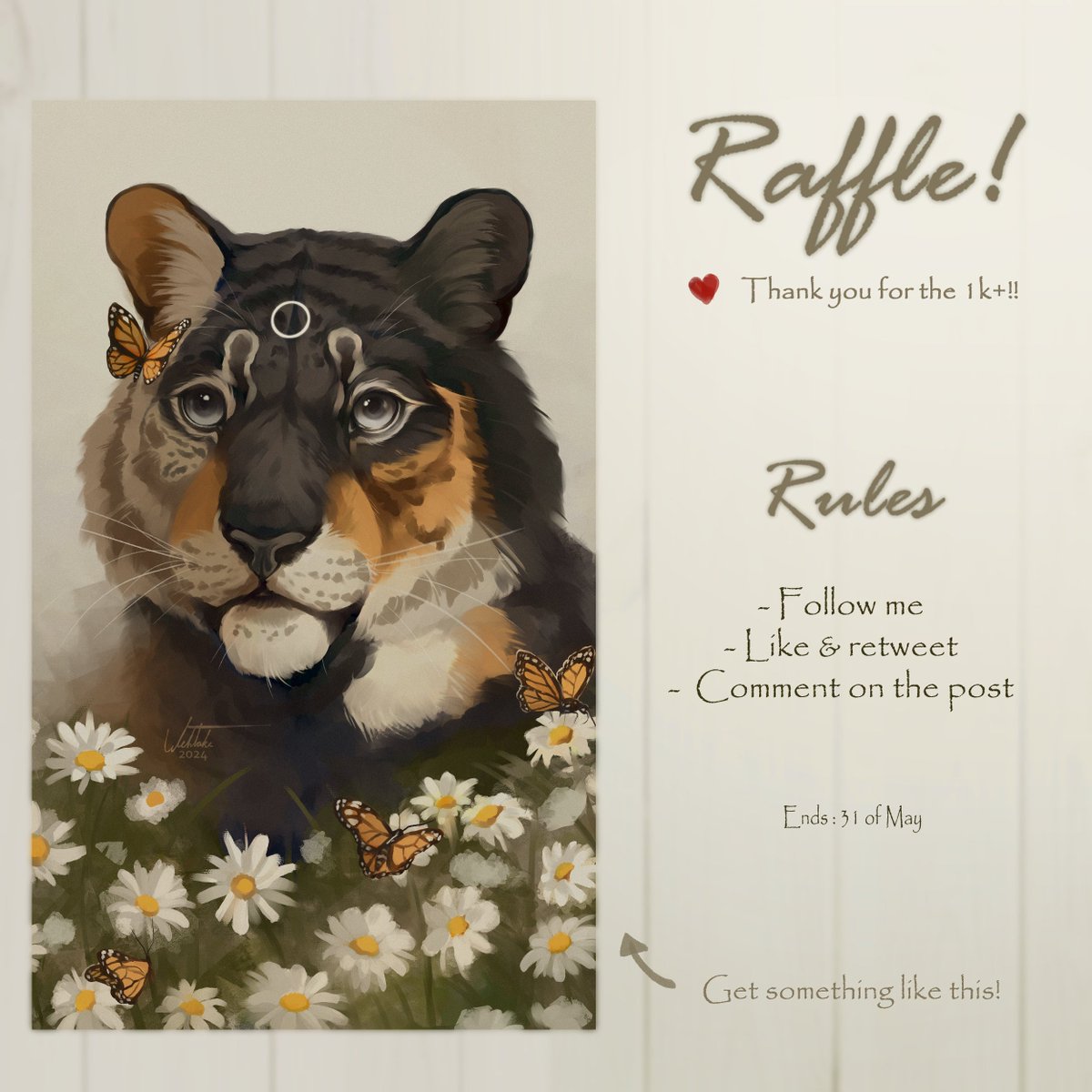 Thank you so much for the 1K+!! ❤️

I have already planned to do a little art raffle for when I hit the 1K to show my gratitude c:

The winner will get an abstract portrait of their character. I will make the announcement for the 1st of June !

Good luck ❤️