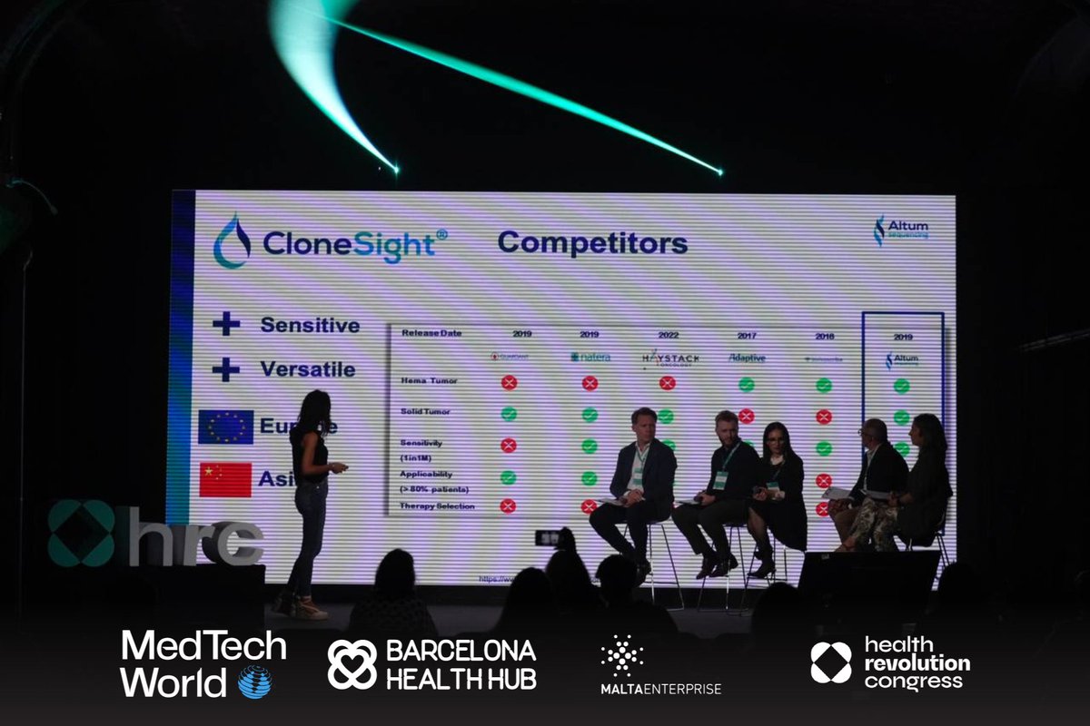 🌟 Yanira Heredia of Altum shines at Barcelona Roadshow by @Med_Tech_World & @BCNHealthHub!🚀 Altum transforms cancer care, granting patients with advanced cell monitoring. Proud to host her at MedTech Barcelona Startup Pitch 2024! #BarcelonaRoadshow 📸 eu1.hubs.ly/H097vGs0