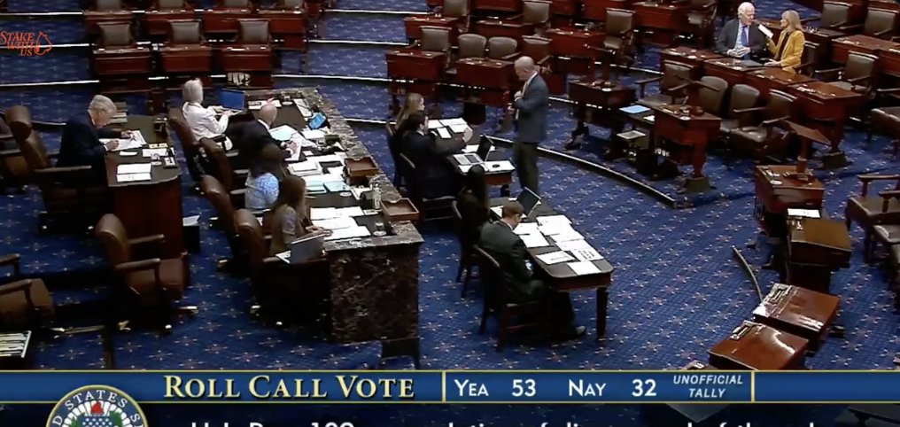 JUST IN: A Senate majority votes to end SEC's SAB 121 which bars large financial institutions from custodying #Bitcoin. The bill will now go to Biden's desk despite his threat to veto.