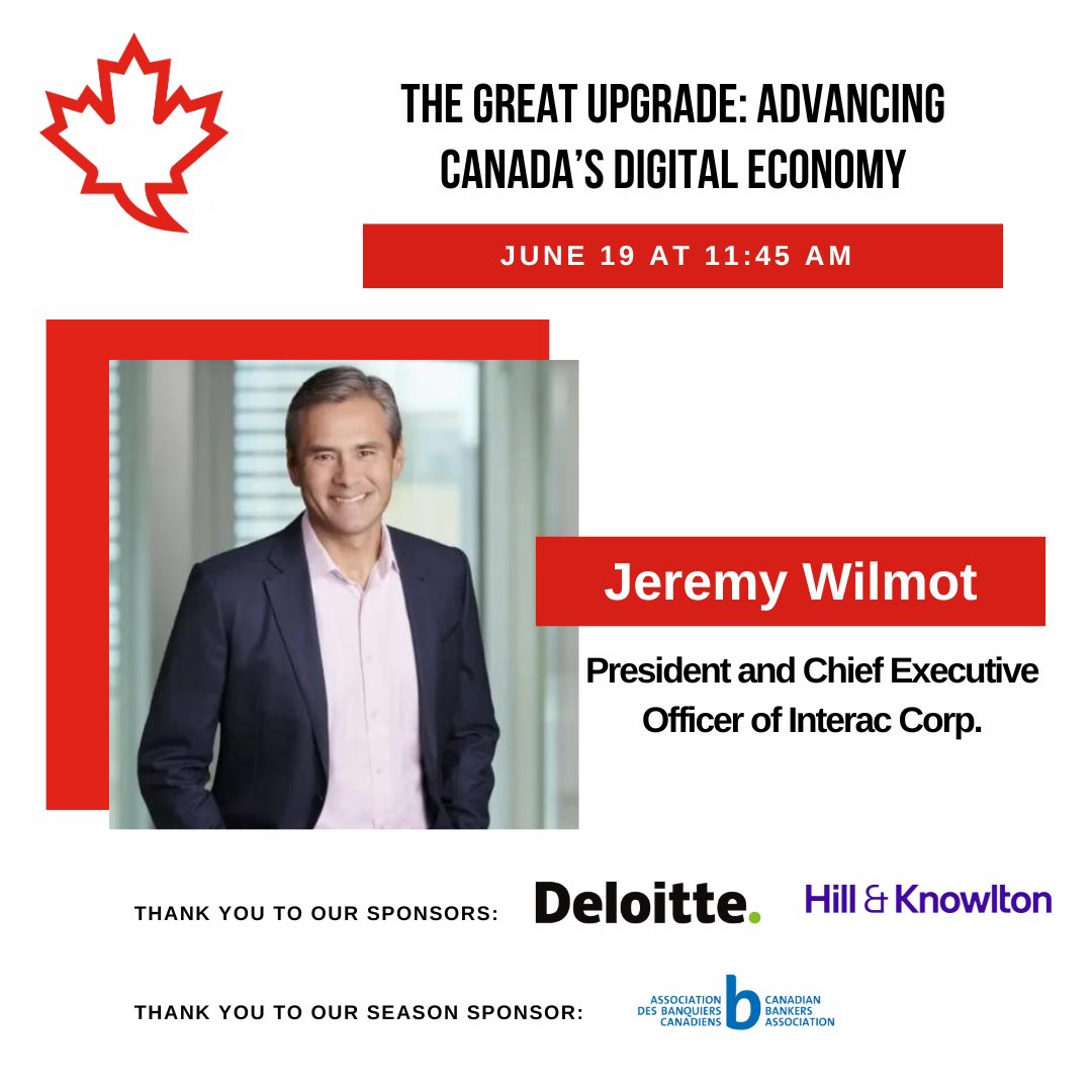 NEW EVENT: Join Canadian Club Toronto on June 19 to hear from Jeremy Wilmot, President and Chief Executive Officer of <a href="/INTERAC/">INTERAC</a>, as he shares insights from his first ten months leading one of Canada’s most trusted financial brands. Purchase tickets here: bit.ly/3V24Qzp