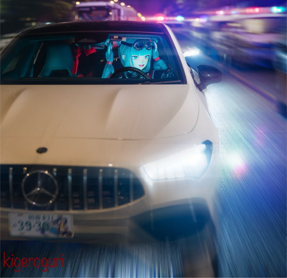 Fast & Furious Feat. Hatsune Miku 感谢顶级 摄影@yx3060 后期@jyyosa @abiabia585087 车主@Kiger_naipao 注：背景纯由ps合成虚构，车辆此时并未启动且停在路边，没有任何危险驾驶与违章行为发生