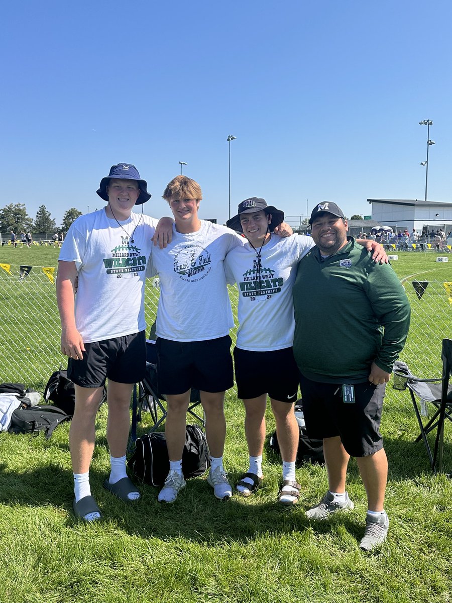 I am so proud of these young men. We qualified in both in both of our events. On top of that, we scored in both events as well. Great season, fellas!  @danielgreenlee_ @MattErickson__ @ThadenTyler

 #MWthrows #RollCats